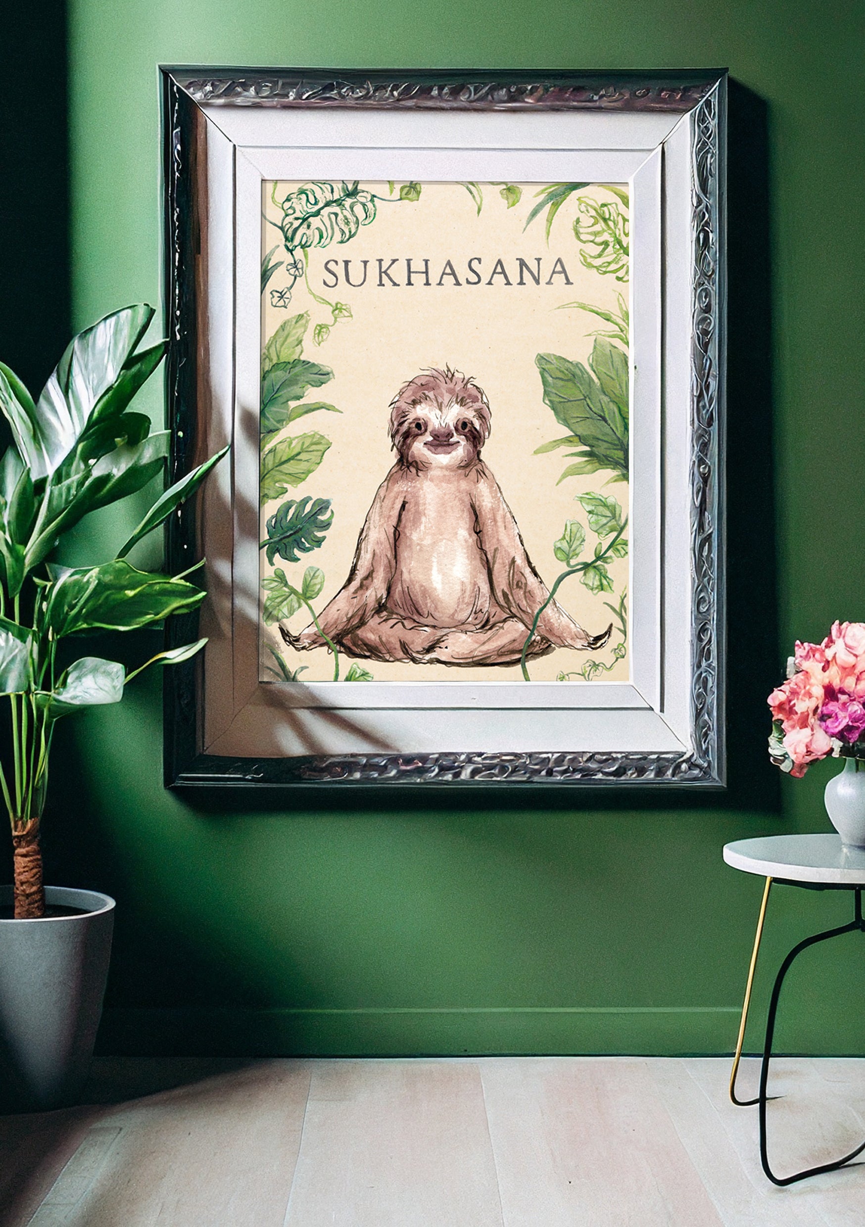 Yoga Art, Yoga Sukhasana, Yoga Poster, Yoga Canvas, Yoga Print