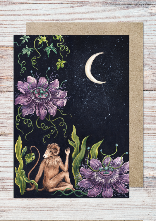 Moon Card | Gouache & Watercolour