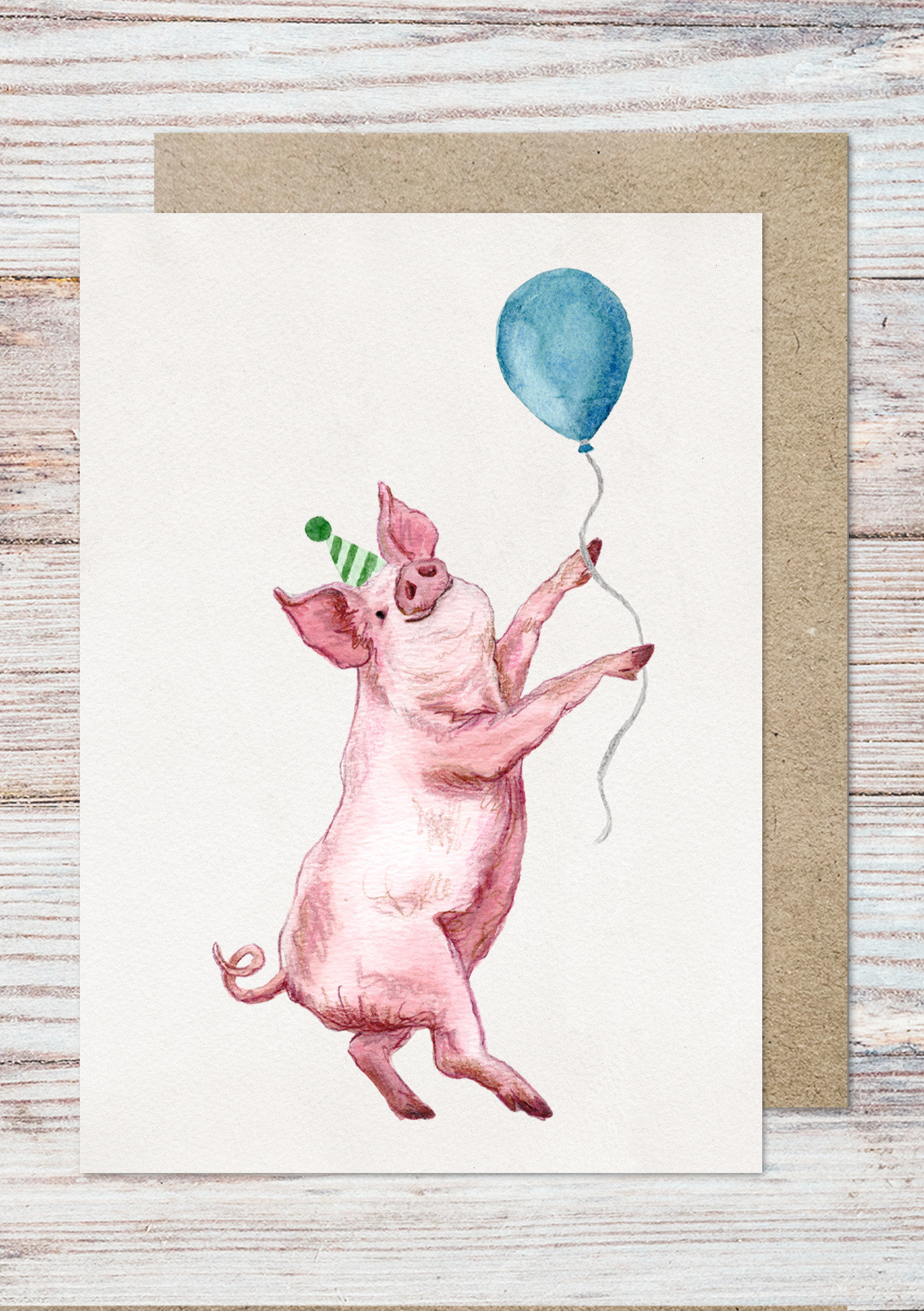 Watercolour Pig Card | Greetings Card