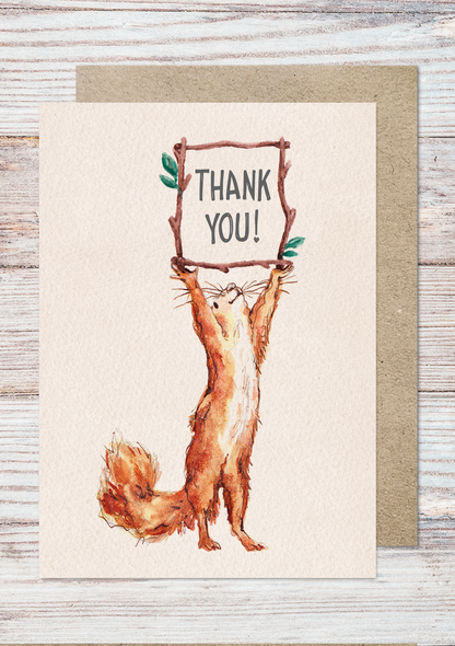 Squirrel Watercolour | Thank You Card