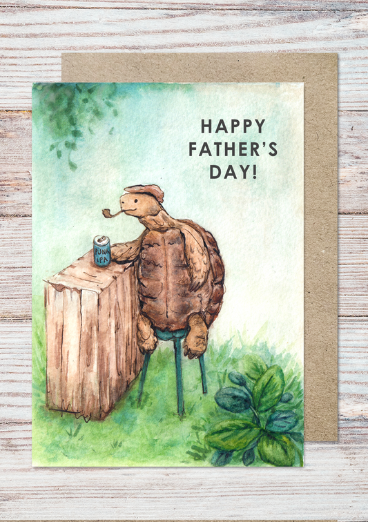 a watercolour tortoise card for father's day