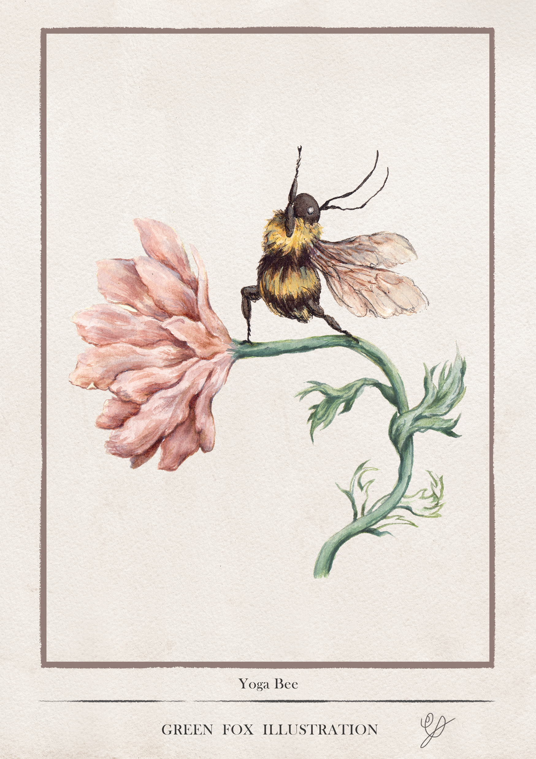 Poster of a bee doing yoga 