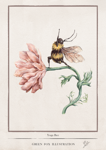 Poster of a bee doing yoga 