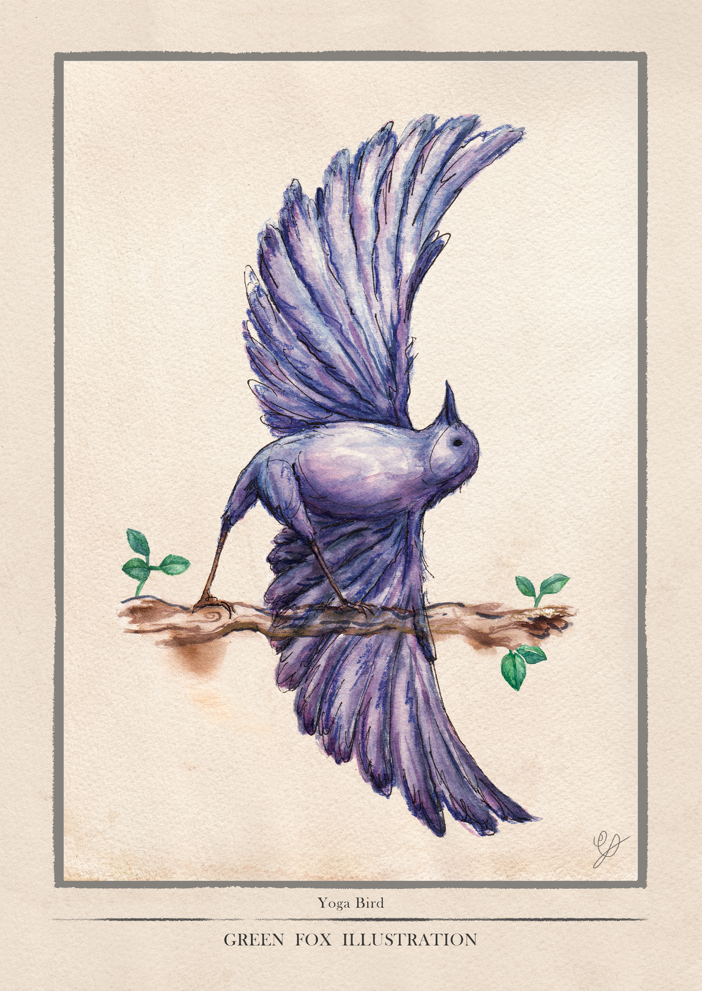 a poster of a yoga bird illustration 