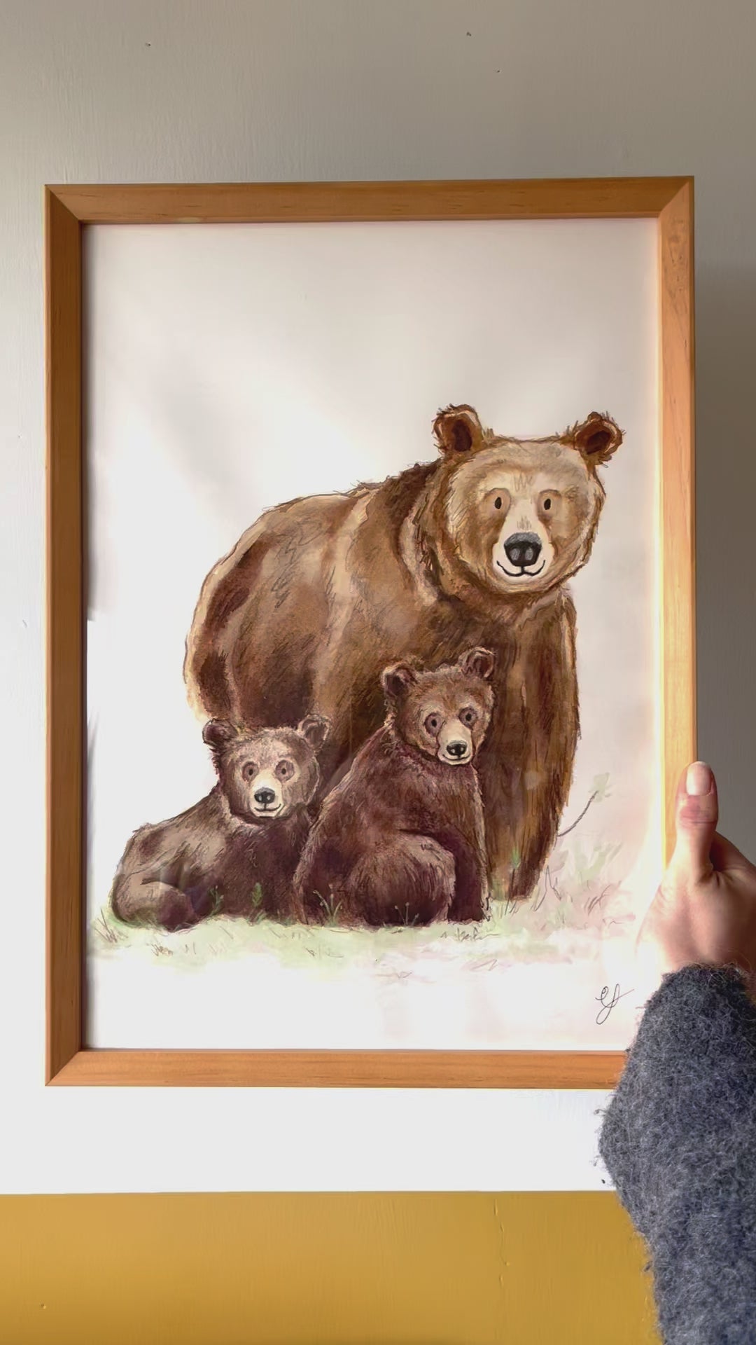 Legends of the Fall, watercolor, framed under glass, bear, fight, original painting, popular unique