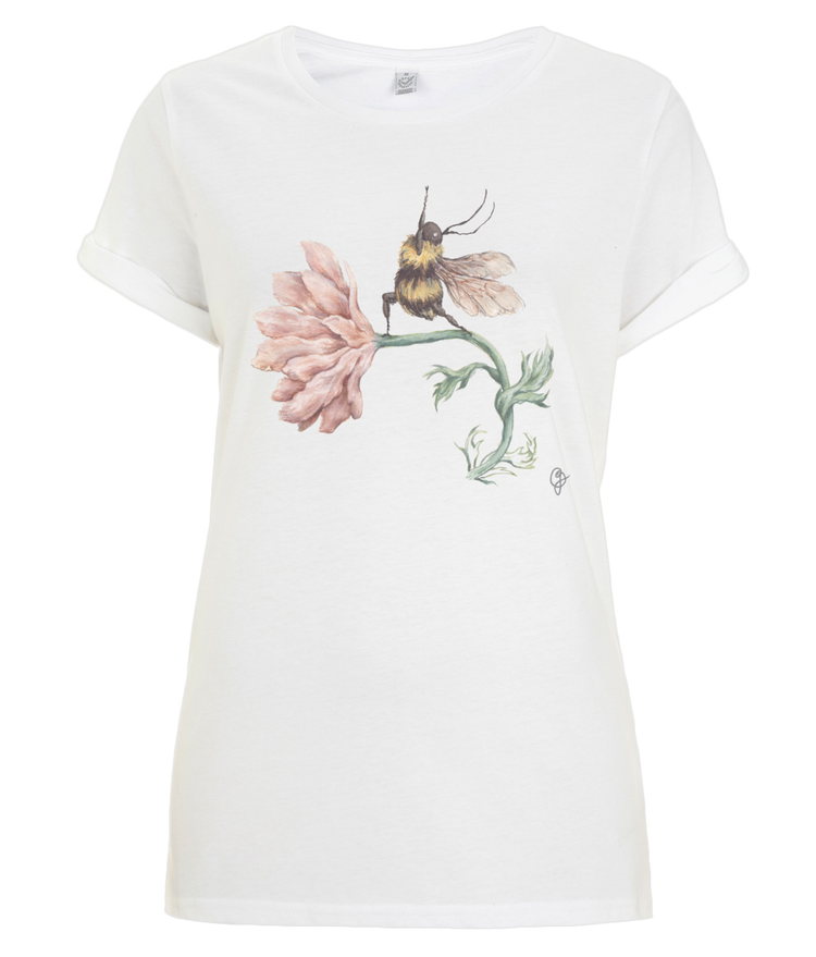 Organic (Rolled Sleeve) Yoga Bee T-Shirt – greenfoxillustration